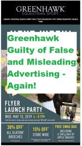 Greenhawk Guilty of False and Misleading Advertising - Again!